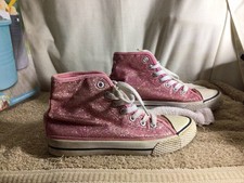 Youth Gils Sz 2.5 JOJO SIWA Pink Glitter/Sparkle Hi Top Shoes pre-owned