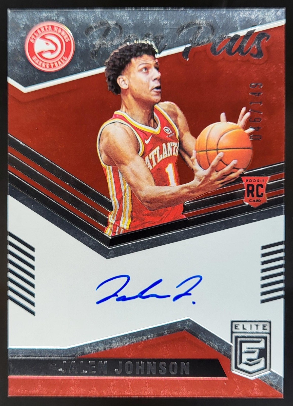 2021-22 Panini Donruss Elite Jalen Johnson Pen Pals /149 RC Auto Hawks WN2