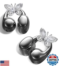 King Lucky Clip-on Earbuds with Detachable Butterfly Earrings,Open-Ear Wirele