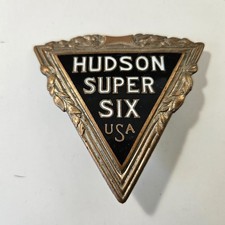 Bh Vintage Hudson Super Six Automobile Radiator Grill Emblem Badge Enameled