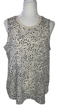 Simply Vera Vera Wang Women’s Top Animal Print Cream Black Sleeveless Size M
