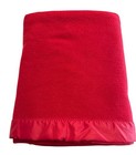 Vintage Faribo Red Loomed Wool Blanket Satin Binding Trim 82 X 64 Full Twin EUC