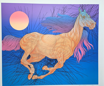 Guillaume Azoulay - ''Vitesse'' Limited Edition Serigraph, White Paper Blue Back