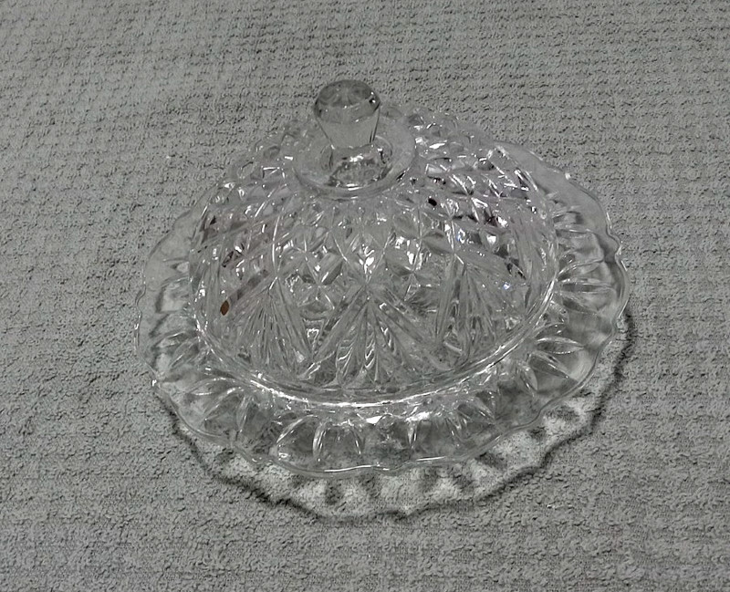 Vintage Anchor Hocking Prescut Clear Glass Domed Butter Dish