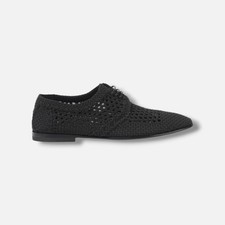 Dolce&Gabbana Men's Black Woven Fabric Slip-On Derby Dress Shoes Size 9