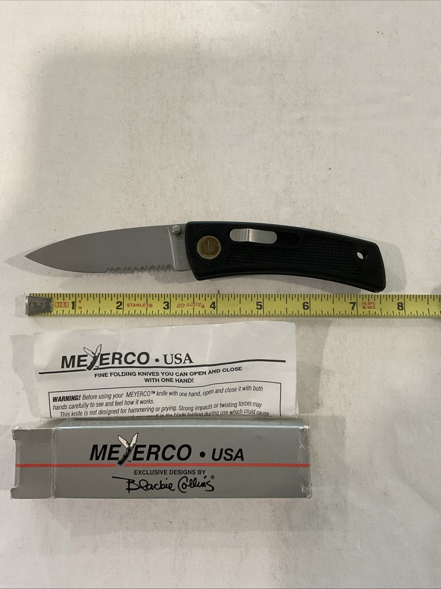 Vintage MEYERCO BLACKIE COLLINS BOLT ACTION 440 KNIFE New Inbox 