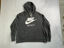Nike Just Do It Hoodie Women's XL Gray Pullover Sweatshirt Graphic Logo