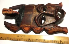 Hand Carved African Wooden Mask Kenya Tribal Wall Art Decor 9" X 5"