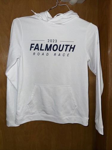 ASICS WOMENS WHITE 2023 FALMOUTH ROAD RACE XSMALL PULLOVER HOODIE (B84)