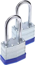 Laminated Steel Key Lock, 1-9/16 in. Wide Body, 2 Padlocks Keyed Alike,Long Shac