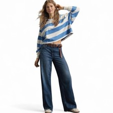 AE Dreamy Drape Stretch Super High Rise Baggy Wide Leg Jeans Size 8 Short