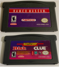 2 Nintendo Game Boy Advance Cartridges Namco Museum & Battleship Risk Clue Games