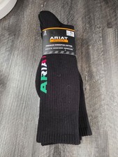 Ariat Black Crew Socks with Multicolor Logo - 3 Pack