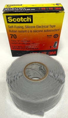 3M Scotch 70 High-Temp Self-Fusing Silicone Splicing Electrical Tape 1''x30ft 365