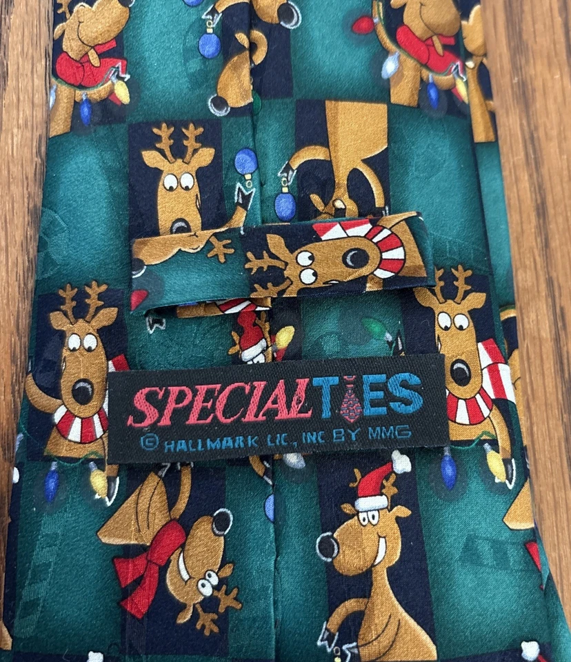 Corbata 100 % Seda Reno Feliz Corbata Especial Cuello Corbata Vacaciones Bombillas Luces Foto 4 de 4