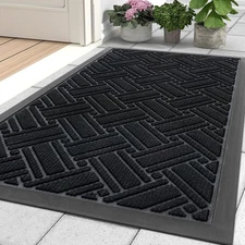 30x17 Black Indoor Outdoor Rubber Floor Mat Non-Slip Waterproof Easy Clean