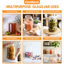 1 Gallon Glass Jar with Lid  Wide Mouth Food Storage and Fermentation Jar  ...