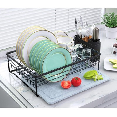 Dish Drying Rack with Stone Drying Mat, Quick-Drying/Stainless/Super Sturdy/S...