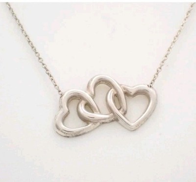Tiffany & Co Open Heart 3 Herzen Halskette 925 Silber Anhänger