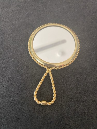 Vintage Handspiegel Perlmutt goldfarben - Bild 2 von 5