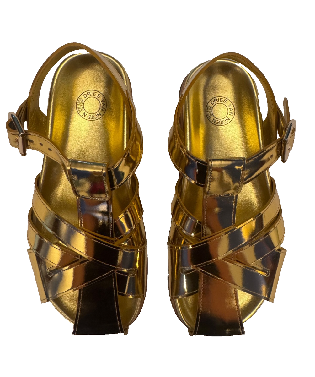 Dries Van Noten Gold Leather Sandals EU36.5 US6.5 | eBay