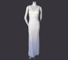 NWT Ivory Beaded Wedding Dress Size M 7/8 V-Neck Sleeveless Bridal Gown Art Deco