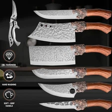 7 PCS Professional Butcher Knife Set Non-Slip Stainless Steel Boning Knives Set