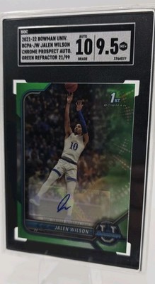 2021-22 JALEN WILSON BOWMAN U 1st BCPA-JW GREEN REFRACTOR AUTO /99 SGC 9.5 10