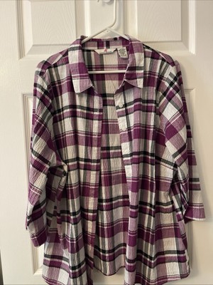 Morgan Crossing Med Woman s Button Down Plaid Shirt Medium