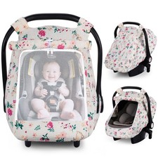 Baby Car Seat Cover Girl Muslin Mesh Window Infant Carseat Canopy