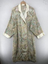 VICTORIAS SECRET Robe M Gold Label Sheer Floral Paisley Jacquard Long Ivory VTG