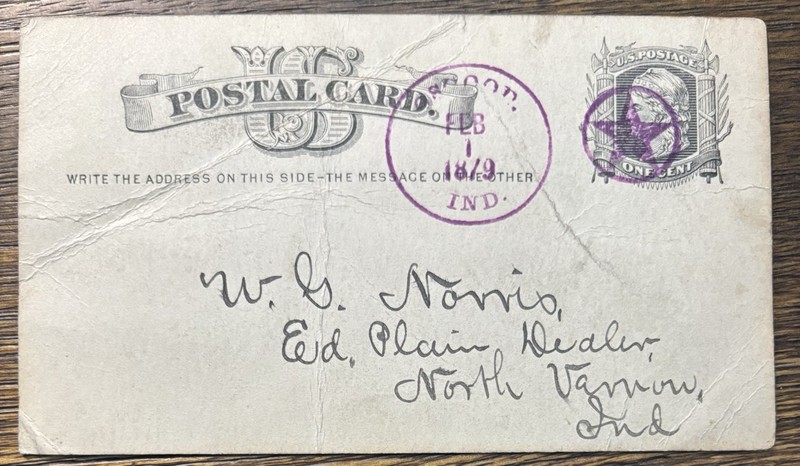 Fancy Purple Postmark Osgood IND Star in Circle 1879