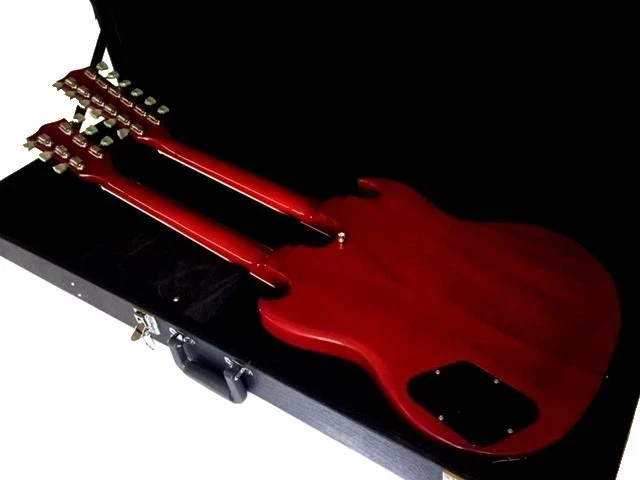 NEW VINTAGE STYLE TRANS RED DOUBLE NECK 12 & 6 STRING ELECTRIC GUITAR AND CASE - Image 4 of 4