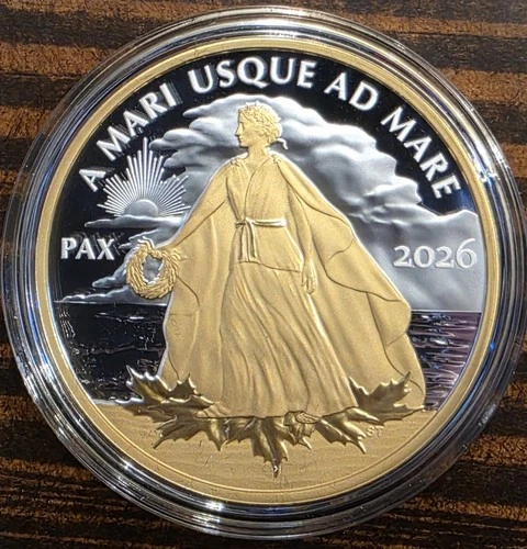 2026 Canada 1 oz Silver $1 Yellow Gold Peace Dollar Proof