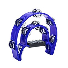 Tambourine Double Row Metal Jingles Hand Held Percussion Tambourines Half Blue