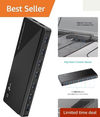 High-Speed USB 3.0 Hub with 7 Data & 2 Charging Ports for Multiple Devices