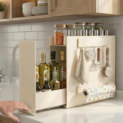 2 Tier No Assembly Pull Out Spice Rack Countertop, Sliding Drawer Seasoning Cond