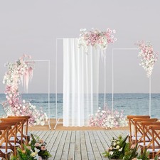 3pcs Rectangular Metal Backdrop Stands Weddings Party Balloon Frames White Decor
