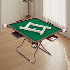 Portable Foldable Mahjong Table With 4 Cup Holders & 4 Drawers For 4 People
