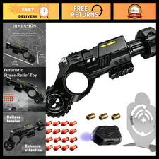 Metal Fidget Spinner Gun - EDC Stress Relief Toy with Reusable Shells  Bullets,