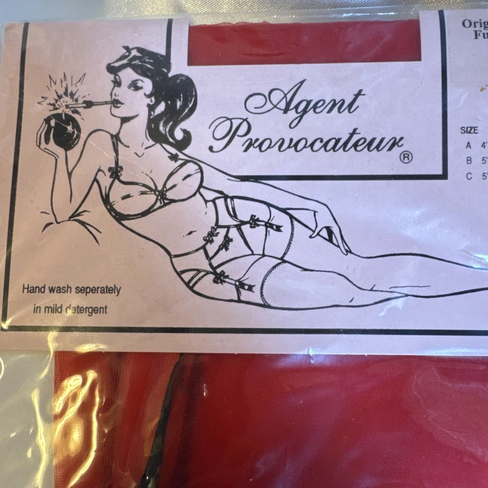 Чулки Agent Provocateur нейлон полностью модные красный шов и каблук размер B - Изображение 3 из 4