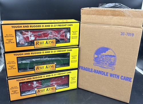 MTH TRAINS RAILKING 30-7019 AÑO 2000 NAVIDAD Set Góndola, Box Car Y Caboose | Condition: Used