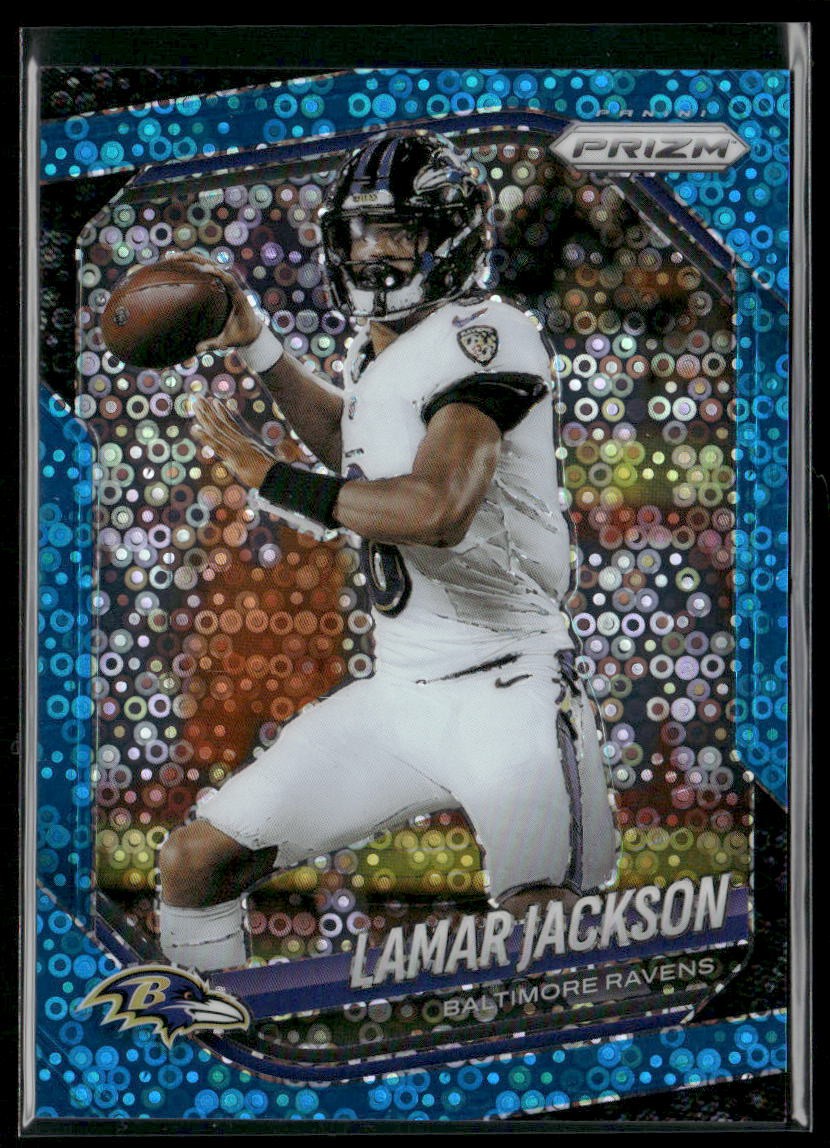 Lamar Jackson 2025 Panini Prizm No Huddle Blue #78 Disco /125