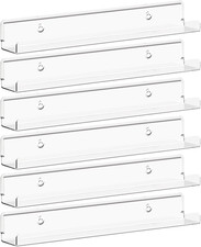 6 Pack Clear Acrylic Floating Shelves 12" Wall Mount Vinyl Record Display