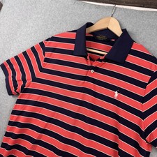 Polo Golf Ralph Lauren Polo Shirt Mens XL Pink Navy Striped Performance Golf