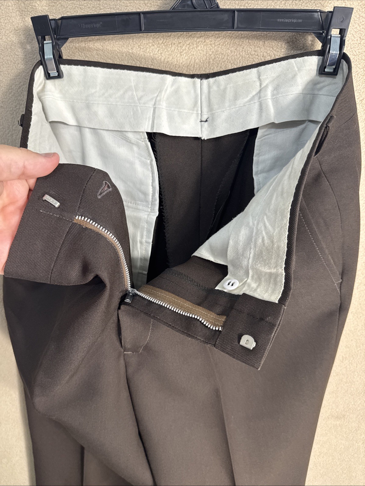 @@ Vintage American Craftsman 40R Chocolate 2 Piece Suit 33x31 Gaberdine Poly