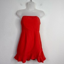 Saints Secrets Dress Womens S Red Ruffle Hem Strapless Romantic Cocktail Party