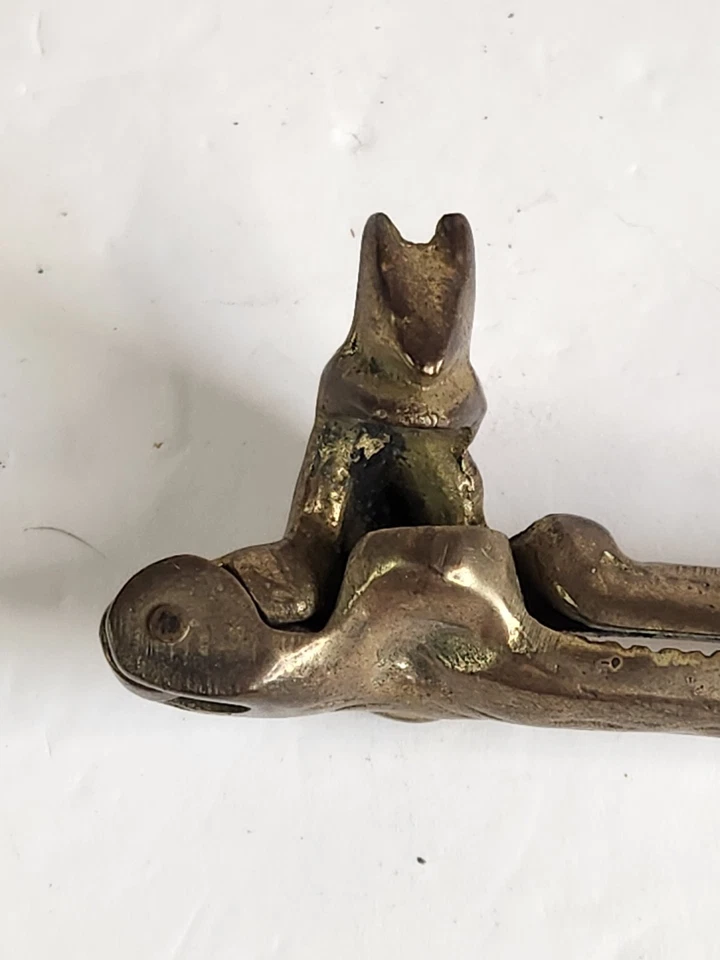 Vintage 6" Squirrel Brown Golden Brass Cast Iron Nut Cracker Patina - Image 2 of 4