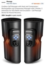 Cordless Calf Massager with Heat and Compression : Rechargeable Leg Massager wit