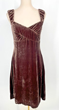 VTG Y2K Oddie women size 6 Brown Velvet Swing Dress empire waist criss cross 90s